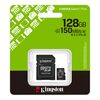 Kingston 128GB Canvas Select Plus Gen3 MicroSDXC Card with SD Adapter, UHS-I Class 10, U1, V10, A1 App Performance, 150MB/s Image