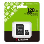 Kingston 128GB Canvas Select Plus Gen3 MicroSDXC Card with SD Adapter, UHS-I Class 10, U1, V10, A1 App Performance, 150MB/s