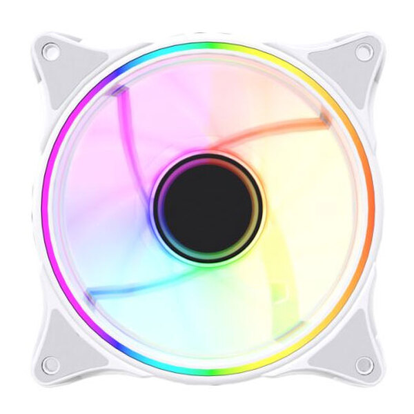 VIDA Infinity01 White 120mm ARGB Reverse Blade Dual Ring PWM Case Fan, Hydraulic Bearing, Infinity Mirror Effect, 500-1500 RPM, White