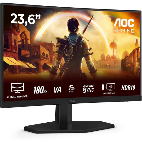 Aoc Gaming 24 inch Full HD Curved Monitor, 180 Hz, 1x HDMI 2.0, 1x DisplayPort 1.4 - Special Offer