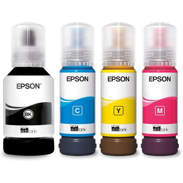 EPSON 102 Original Ink Refil Pack of 4 Multipack, 127ml Black Bottle, 70ml Cyan Yellow and Magenta Bottles