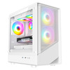 CIT Level 5 White Micro-ATX Mesh PC Gaming Case with 3 x 120mm PWM ARGB Fans Included With Tempered Glass Side Panel Image