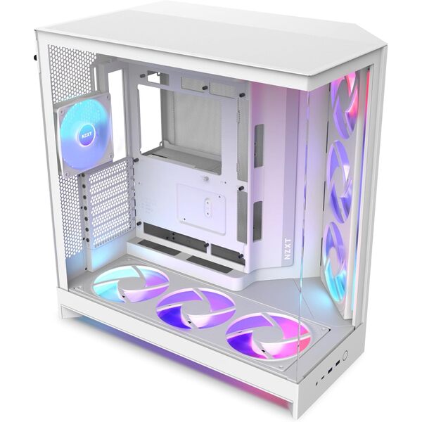 NZXT H9 Flow RGB+ (2025) – Large Dual-Chamber ATX Mid-Tower Airflow PC Case – Includes 7 RGB Fans (6 x 140mm, 1 x 120mm) & Control Hub