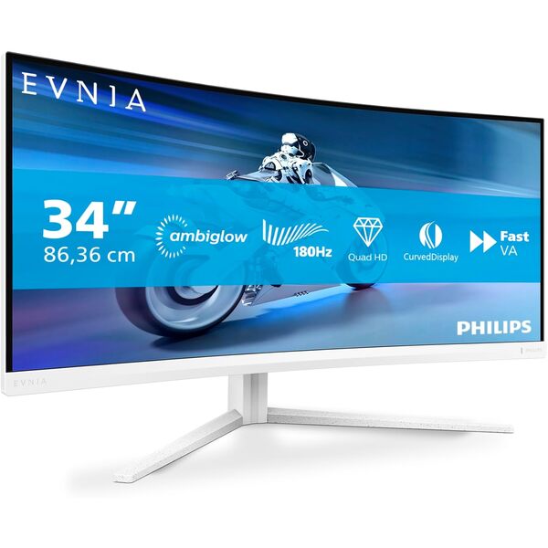 Philips Evnia 5000 34`` VA W-LED White Multimedia Curved Monitor (3440x1440/1ms/HDMI/DisplayPort)