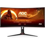 AOC Gaming 34 Inch WQHD Curved Monitor, VA, 180Hz, 1ms GtG, HDR400, Height Adjust, Game Mode, Speakers (3440 x 1440, 400 cd/m HDMI 2.0 / DP 1.4)
