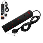 4 Gang, 13 Amp Power Extension Lead, 2 Metre Socket, Wall Mountable