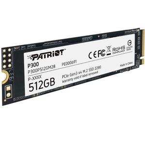 Patriot 512GB Patriot P300 NVMe SSD, M.2 PCIe Gen3, 2280, Read 1700MB/s, Write 1100MB/s