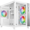 iONZ PC Gaming Case Micro ATX Mid Tower - Dual Chamber Dynamic Series with 3 x ARGB Fans, White Image