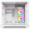 iONZ PC Gaming Case Micro ATX Mid Tower - Dual Chamber Dynamic Series with 3 x ARGB Fans, White Image
