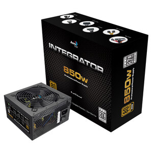 Aerocool Integrator 850W PSU 12cm Black Fan Active PFC TW Caps UK Cable - RetaIl Boxed