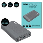 Prevo AD10C 100W USB-C Power Delivery PD 20000mAh Portable Fast-Charging Powerbank with Digital Display, Dual USB-C & USB-A with 100W USB-C Cable Included for Laptops, Ultrabooks, Chromebooks, Smartph