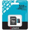 Kingston 512Gb Canvas Select Plus Gen3 Microsdxc Card With Sd Adapter, Uhs-I Class 10, V30, A1 App Performance, 150Mb/s Image
