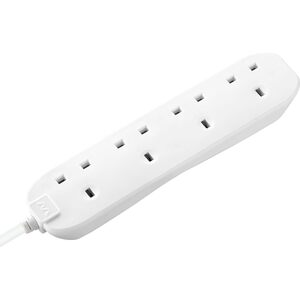 Masterplug 4 Gang, 13 Amp Power Extension Lead, 3 Metre Socket, Wall Mountable