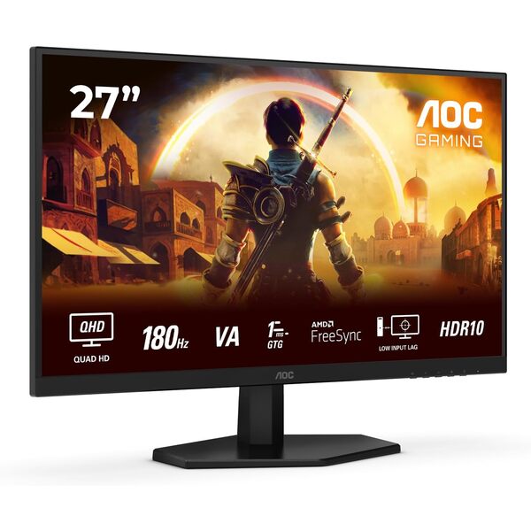 Aoc 27 inch WQHD Gaming Monitor 180Hz, Fast VA Panel, 0.5ms MPRT, (2560x1440 HDMI 2x 2.0 DP 1x 1.4) Black