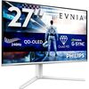 Philips Evnia 27 inch WQHD, 240Hz, QD-OLED, 0.03ms GtG, HDR10, G-Sync Comp, Height Adjust, Ambiglow (2560x1440 HDMI 2x 2.1 DP 1x1.4 USB Hub) White Image