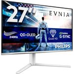 Philips Evnia 27 inch WQHD, 240Hz, QD-OLED, 0.03ms GtG, HDR10, G-Sync Comp, Height Adjust, Ambiglow (2560x1440 HDMI 2x 2.1 DP 1x1.4 USB Hub) White