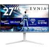 Philips Evnia 27 inch WQHD, 240Hz, QD-OLED, 0.03ms GtG, HDR10, G-Sync Comp, Height Adjust, Ambiglow (2560x1440 HDMI 2x 2.1 DP 1x1.4 USB Hub) White Image