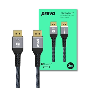 Prevo Prevo DisplayPort Cable, DisplayPort 1.4 (M) to DisplayPort 1.4 (M), 2m Supports Displays up to 8K@60Hz
