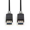 NEDIS  | USB Cable | USB 3.2 Gen 1 | USB-A Male | USB-A Male | 5 Gbps | Gold Plated | 2.00 m | Round | PVC | Anthracite | Box Image