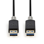 Nedis  | USB Cable | USB 3.2 Gen 1 | USB-A Male | USB-A Male | 5 Gbps | Gold Plated | 2.00 m | Round | PVC | Anthracite | Box