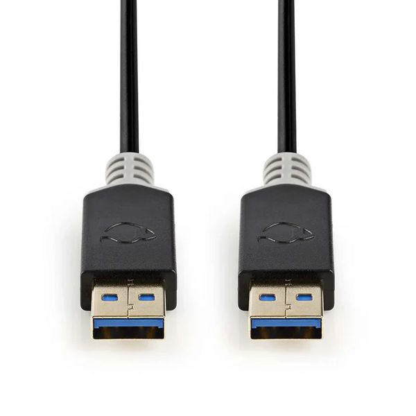 NEDIS  | USB Cable | USB 3.2 Gen 1 | USB-A Male | USB-A Male | 5 Gbps | Gold Plated | 2.00 m | Round | PVC | Anthracite | Box