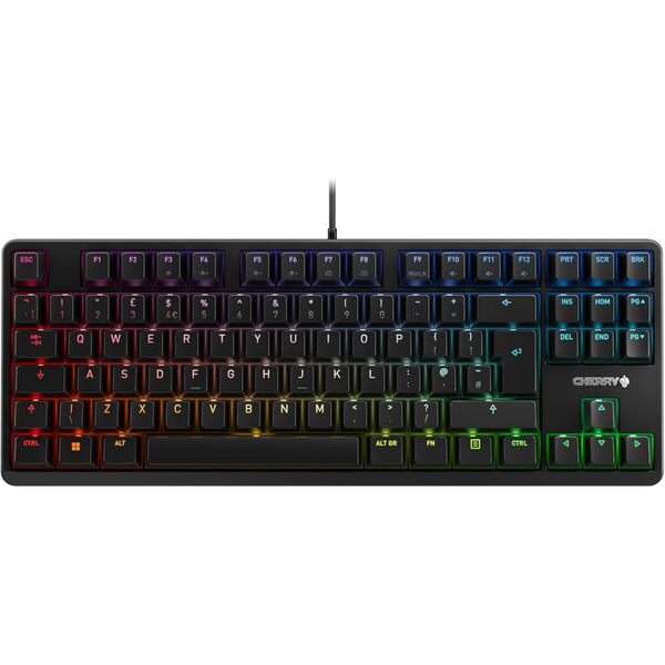 Cherry G80-3000N RGB TKL Wired Gaming Keyboard, RGB Lighting, MX SILENT RED Switches, Black