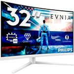 Philips Evnia 32 inch QHD Curved Gaming Monitor, 180 Hz, 2560x1440, 2x HDMI 2.0, 1x DP 1.4, White