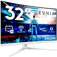 Philips Evnia 32 inch QHD Curved Gaming Monitor, 180 Hz, 2560x1440, 2x HDMI 2.0, 1x DP 1.4, White