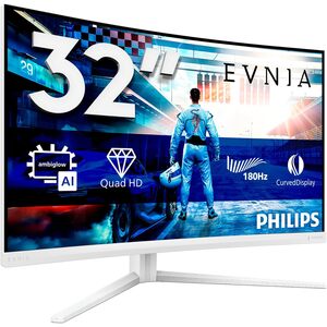 Philips Philips Evnia 32 inch QHD Curved Gaming Monitor, 180 Hz, 2560x1440, 2x HDMI 2.0, 1x DP 1.4, White