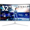 Philips Evnia 32 inch QHD Curved Gaming Monitor, 180 Hz, 2560x1440, 2x HDMI 2.0, 1x DP 1.4, White Image