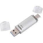 Hama C-Laeta USB Flash Drive, Type-C, USB 3.1/USB 3.0, 64GB, 40 MB/S, Silver