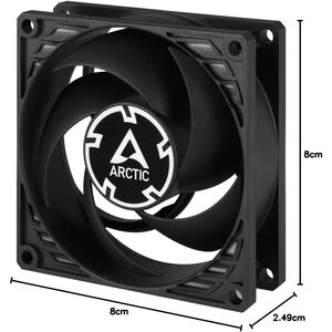 Arctic Cooling ARCTIC P8 Silent - PC fan, 80 mm case fan, optimised for static pressure, virtually silent fan motor, PC, 1600 rpm - Black