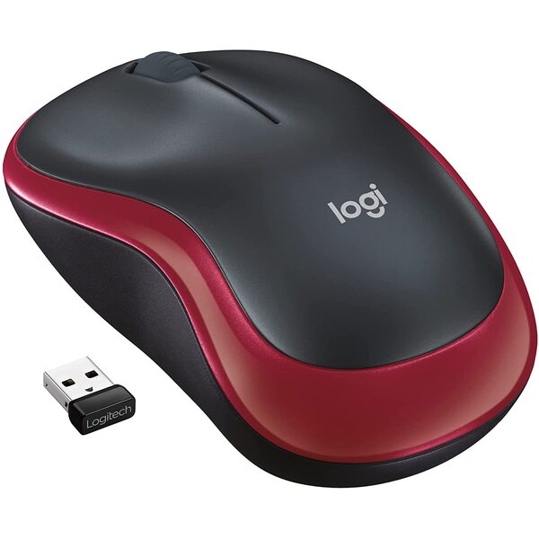 Logitech M185 Wireless Notebook Mouse, USB, Red