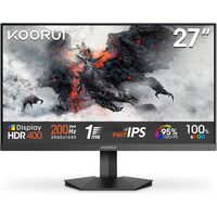 KOORUI 27 Inch Gaming Monitor, 200Hz, QHD 1440P, 1ms, HDR 400, Fast IPS | Adaptive Sync, VESA Mountable, HDMI / DP