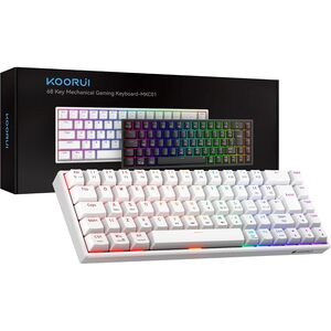 KOORUI KOORUI 60% Wired Mechanical Gaming Keyboard, 69 Keys, Red Switch, White