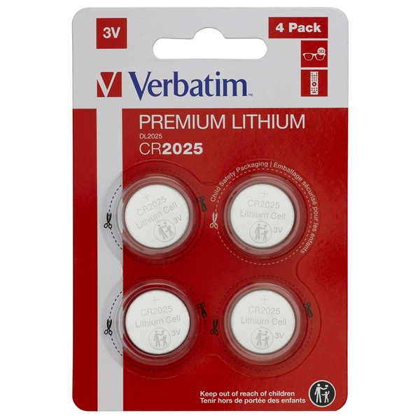 Verbatim CR2025 Battery Lithium 3V 4 Pack
