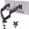 BONTEC Dual Monitor Stand, Adjustable Gas Spring Arms Monitor Desk Mount for 13-32 Inch Screens, VESA 75 & 100mm, 9KG Max Load, C Clamp, Grommet Base, Tilt, Swivel, 360° Rotation, Ergonomic Design Image