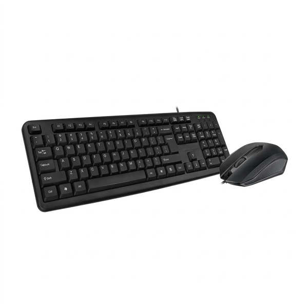 BUILDERS CHOICE Standard 104 USB Keyboard & Optical Mouse Set - Black (Retail Box).
