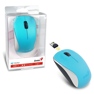 Genius Genius Wireless Mouse, 2.4 GHz with USB Pico Receiver, Adjustable DPI levels up to 1200 DPI, 3 Button with Scroll Wheel, Ambidextrous Design, Blue