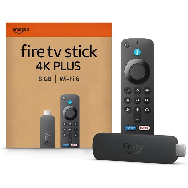 Amazon Fire TV Stick 4K Plus streaming device, supports Wi-Fi 6, Dolby Vision/Atmos, HDR10+