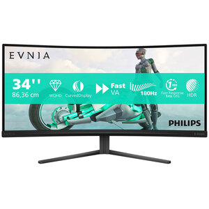 Philips PHILIPS Evnia 34 inch WQHD Curved Gaming monitor, 180 Hz FreeSync, HDR10 3440x1440