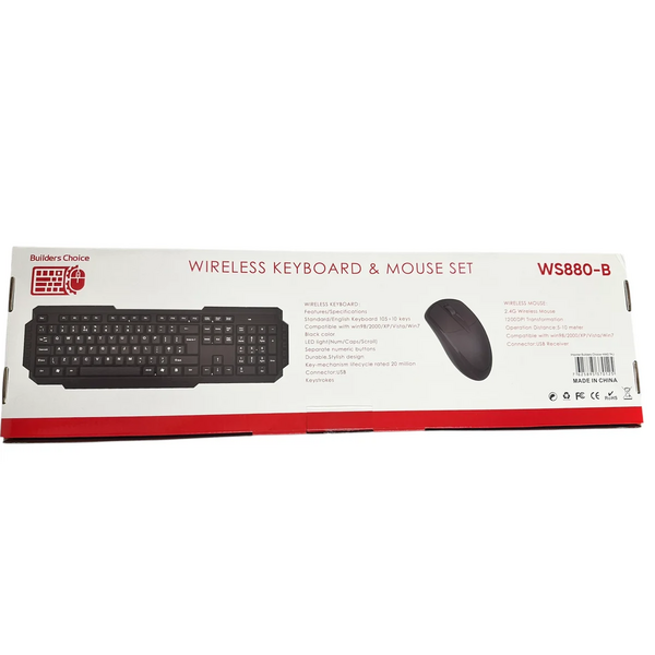 BUILDERS CHOICE Wireless Keyboard Mouse In Black - Combo