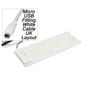 CNMemory CNMemory Micro USB Flexible Roll Up UK Keyboard - White