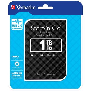 Verbatim Verbatim  1Tb USB3 2.5 Inch Portable HDD - Black