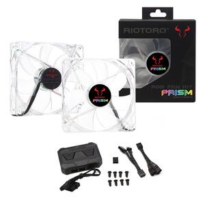 Riotoro Riotoro  Riotoro Prism Fan Kit, 2 x 12cm Case Fans with Controller, RGB, 256 Colours - SPECIAL OFFFER
