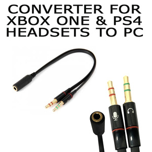 Generic Generic  High Performance 3.5mm Female to Dual Male Earphone Mic Audio Y Converter Flat * converts XBOX / PS4 To PC Mic and Headphone Jacks