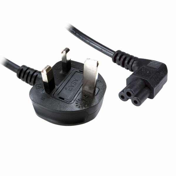 Generic  Laptop Mains Lead Moulded C5 / Cloverleaf - Right Angled 1.8m