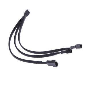 Generic Generic  4 pin PWM Fan Cable 1 to 3 ways Splitter Black Sleeved Extension Cable