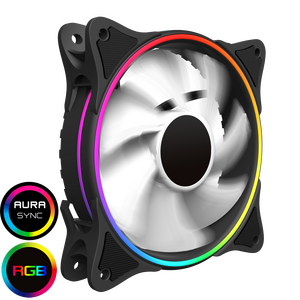 GameMax GameMax  Mirage Rainbow RGB 120mm Fan 5V Addressable 3pin Header & 3pin M/B - White Fins