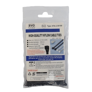 Evo Labs Evo Labs  100x Cable Ties 2.5mm wide x 200mm long (Black)